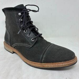 Florsheim Cap Toe Black Leather Boots, 12 D